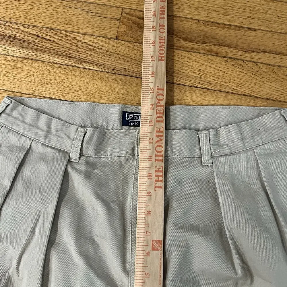 VTG Polo Ralph Lauren Andrew Style Pant Khaki Pleated Chino Dress Pants 34x30